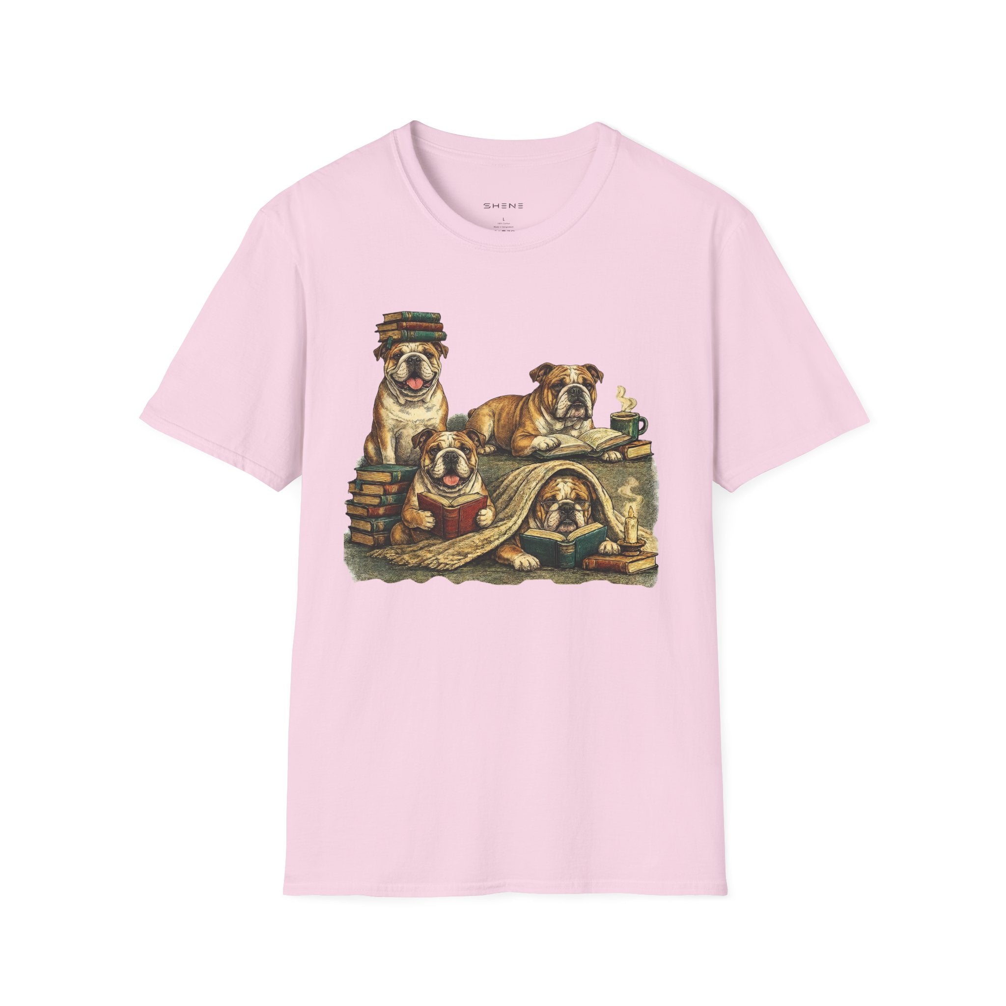 Copy of Copy of Copy of Unisex Softstyle Frenchi Library Four Dog T-Shirt