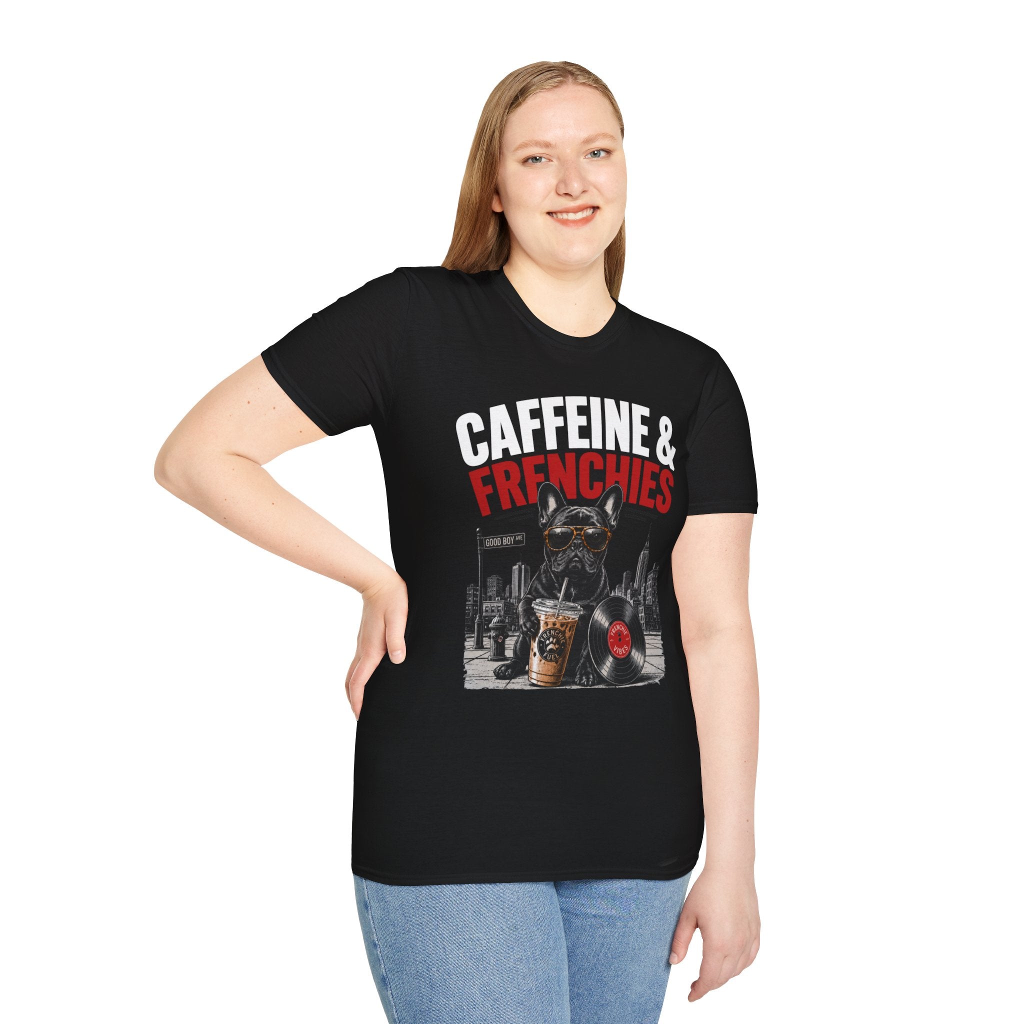 Unisex Softstyle French Bulldog Caffeine Fuel T-Shirt