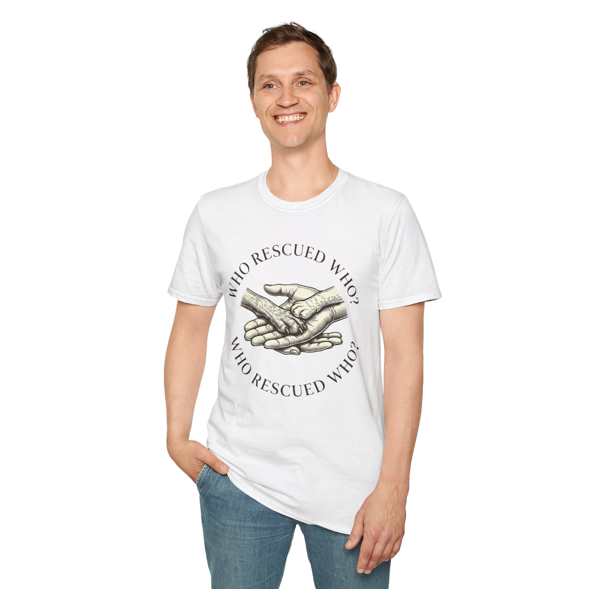 Copy of Copy of Unisex Softstyle Who Rescued Who T-Shirt