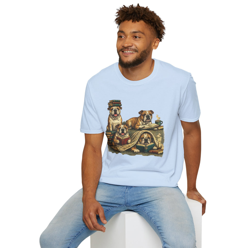 Copy of Copy of Copy of Unisex Softstyle Frenchi Library Four Dog T-Shirt