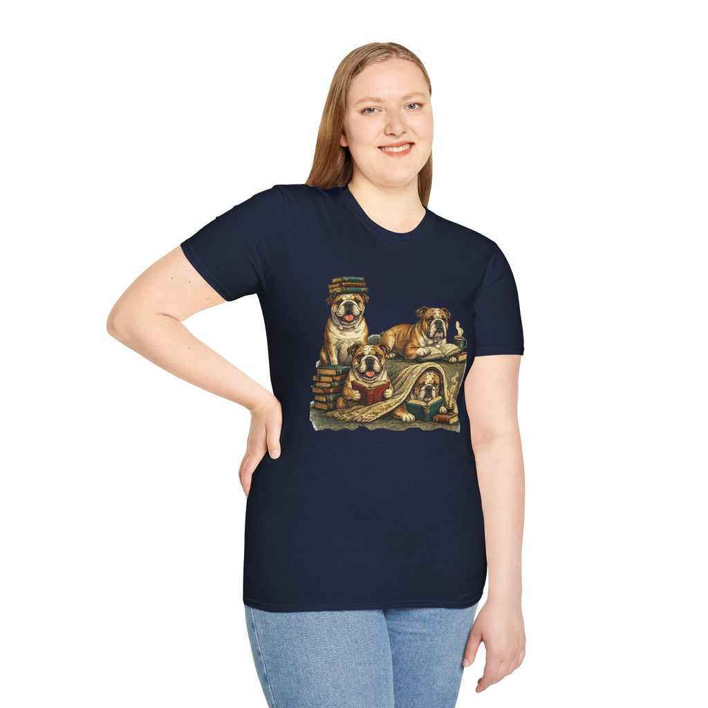 Copy of Copy of Copy of Unisex Softstyle Frenchi Library Four Dog T-Shirt