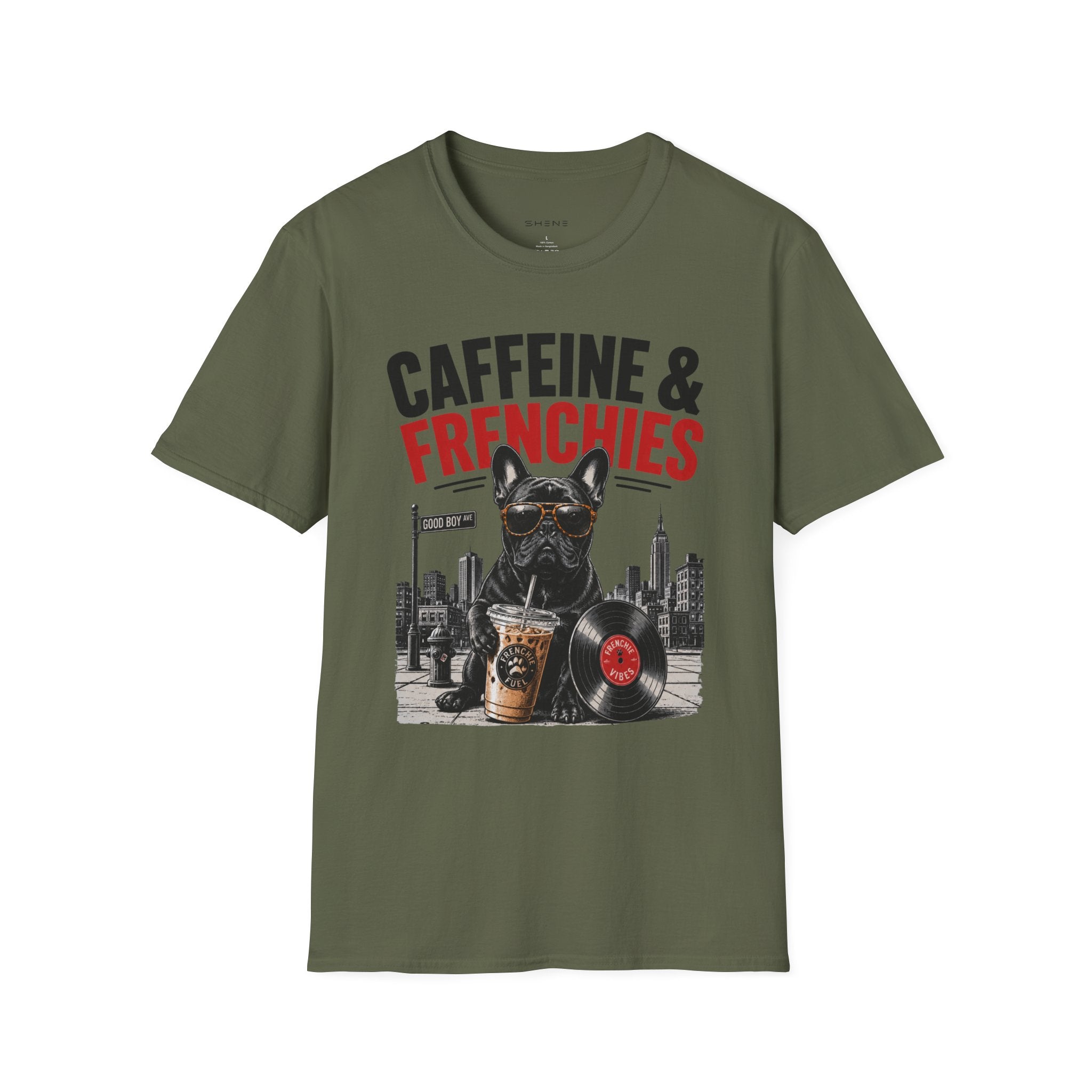 Unisex Softstyle French Bulldog Caffeine Fuel T-Shirt