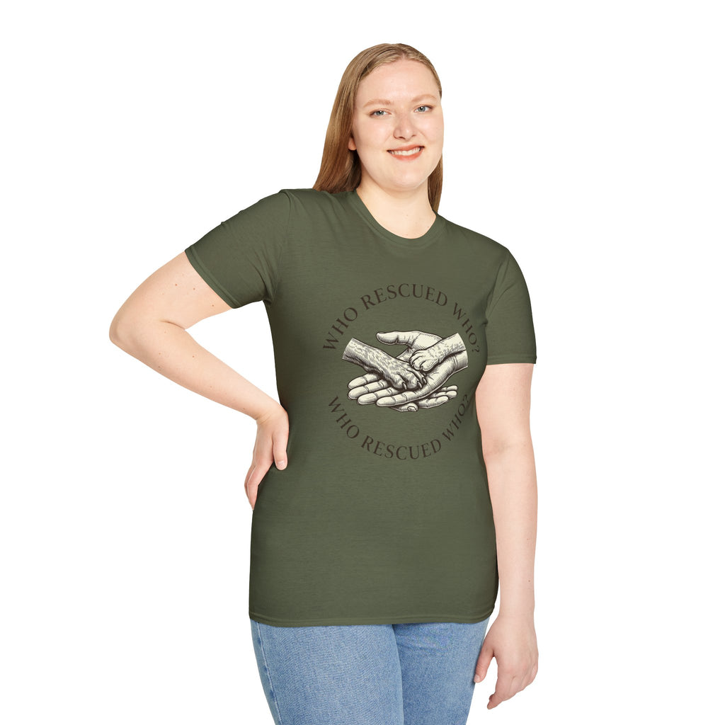 Copy of Copy of Unisex Softstyle Who Rescued Who T-Shirt