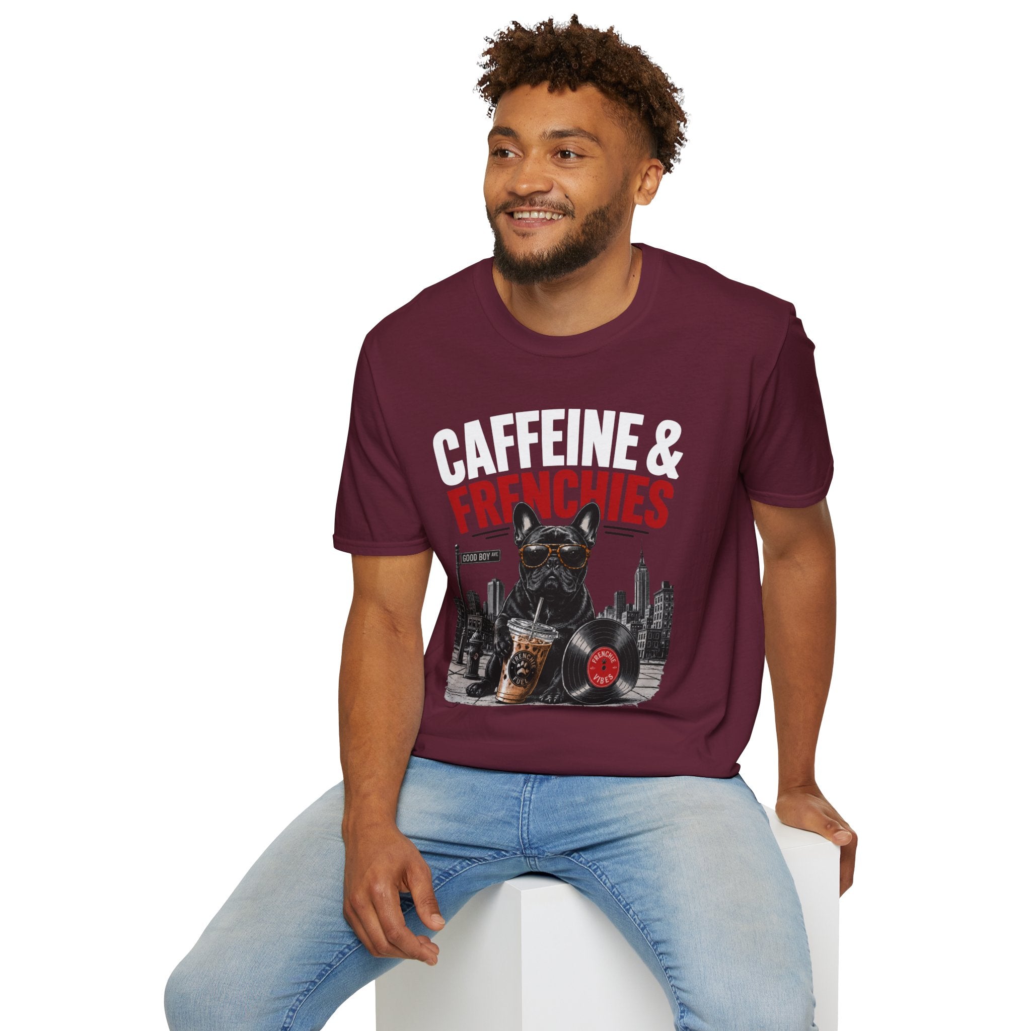 Unisex Softstyle French Bulldog Caffeine Fuel T-Shirt