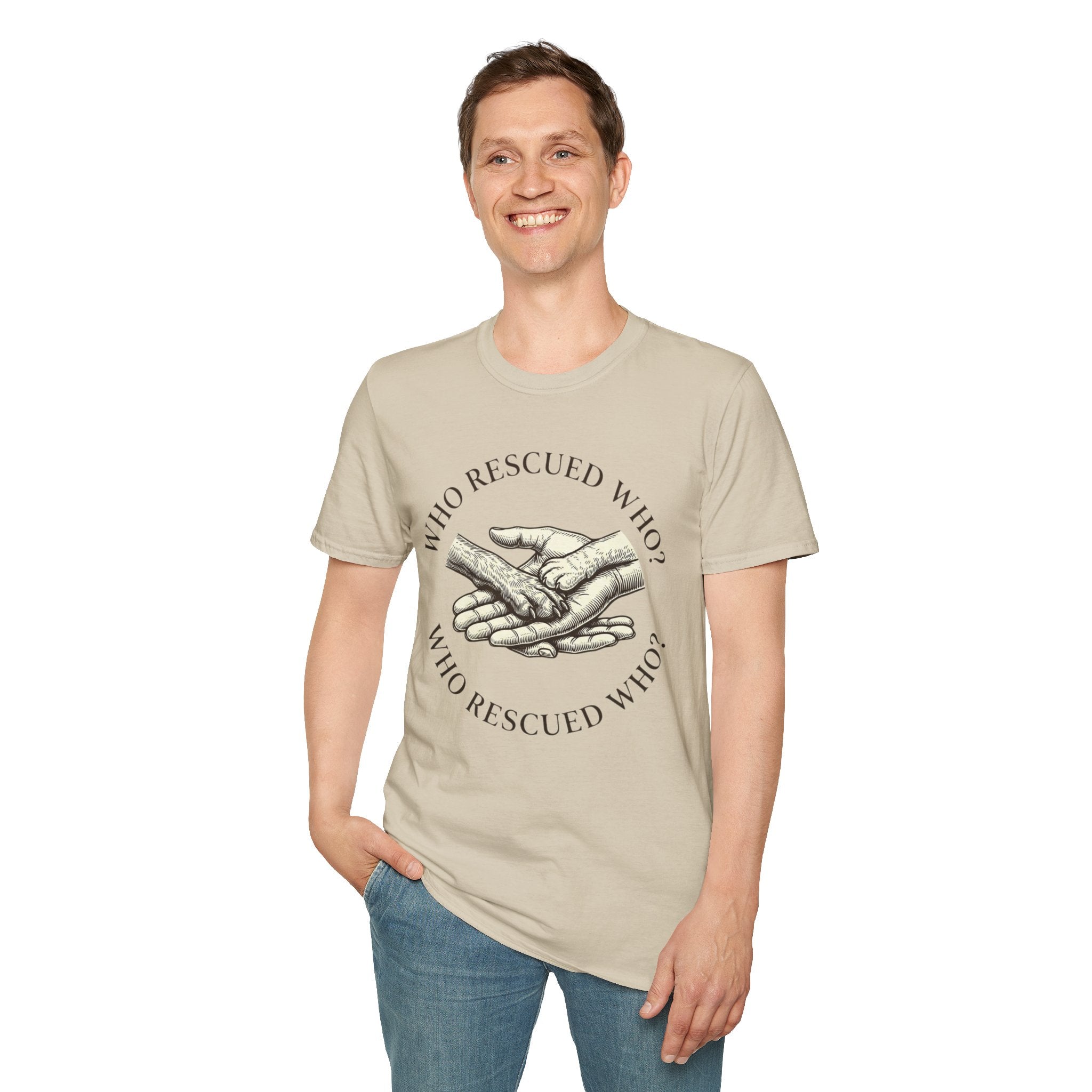 Copy of Copy of Unisex Softstyle Who Rescued Who T-Shirt