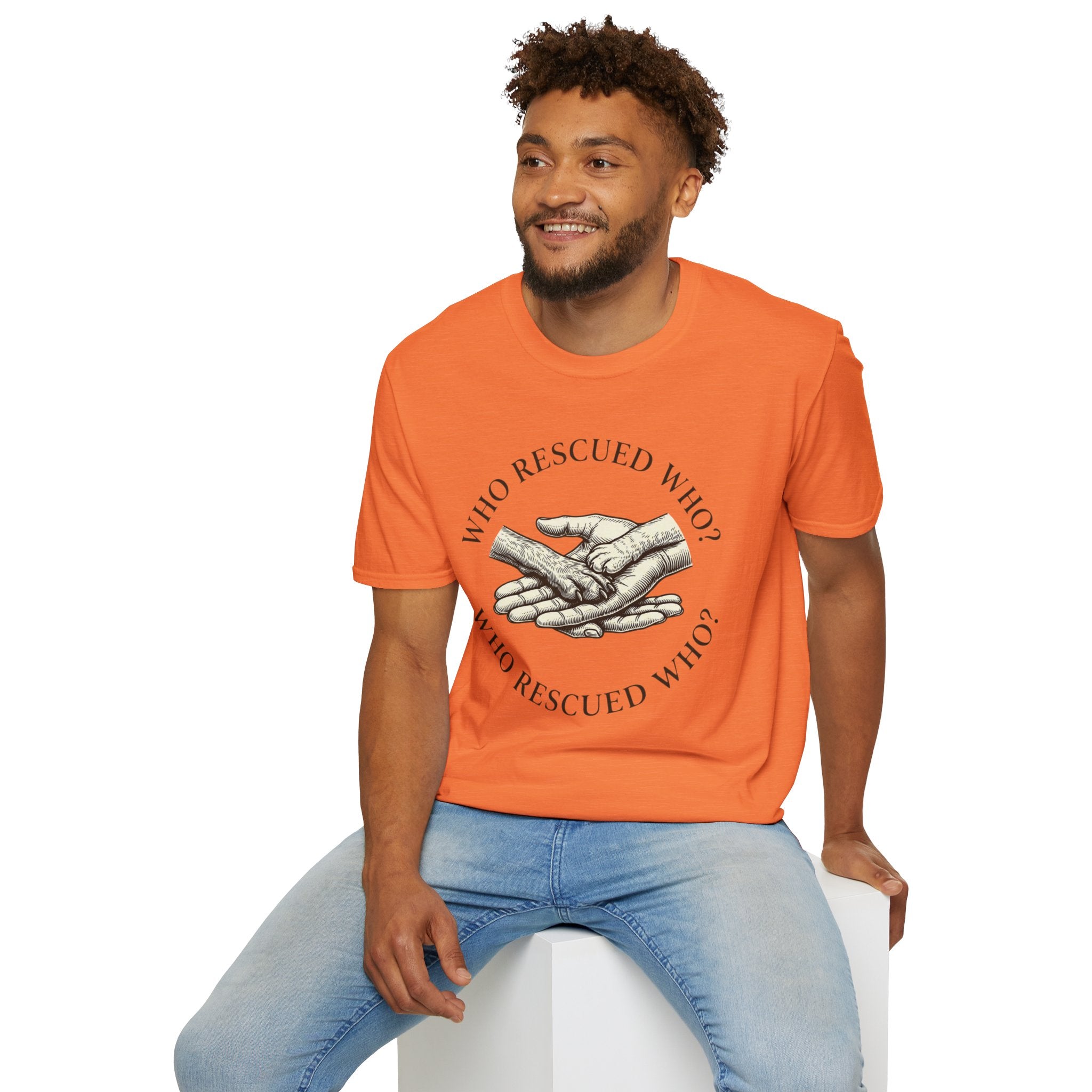 Copy of Copy of Unisex Softstyle Who Rescued Who T-Shirt