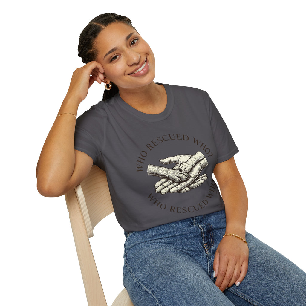 Copy of Copy of Unisex Softstyle Who Rescued Who T-Shirt