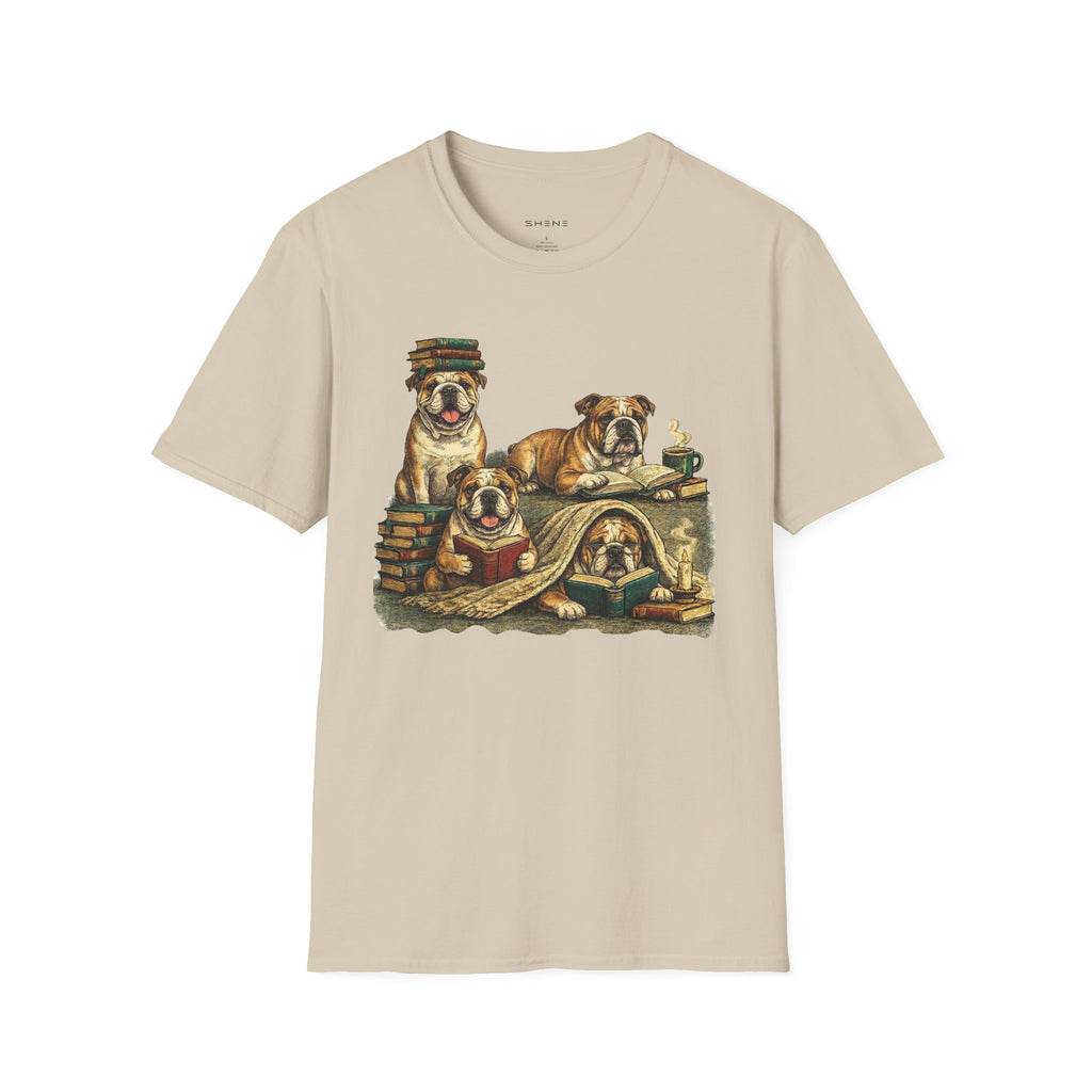 Copy of Copy of Copy of Unisex Softstyle Frenchi Library Four Dog T-Shirt