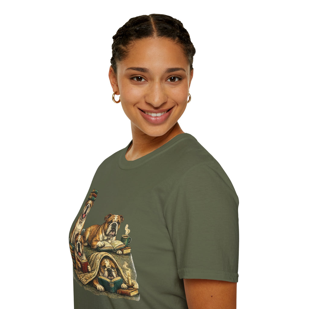Copy of Copy of Copy of Unisex Softstyle Frenchi Library Four Dog T-Shirt