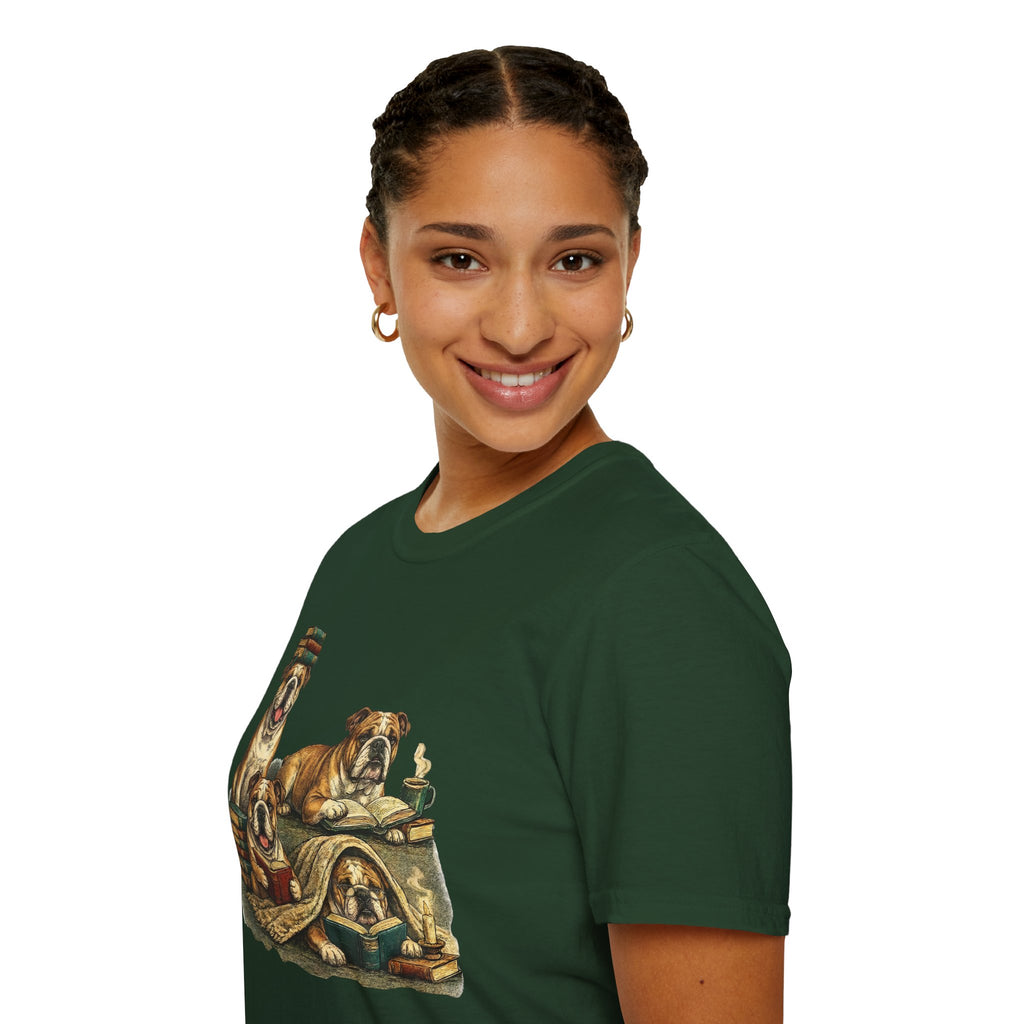 Copy of Copy of Copy of Unisex Softstyle Frenchi Library Four Dog T-Shirt