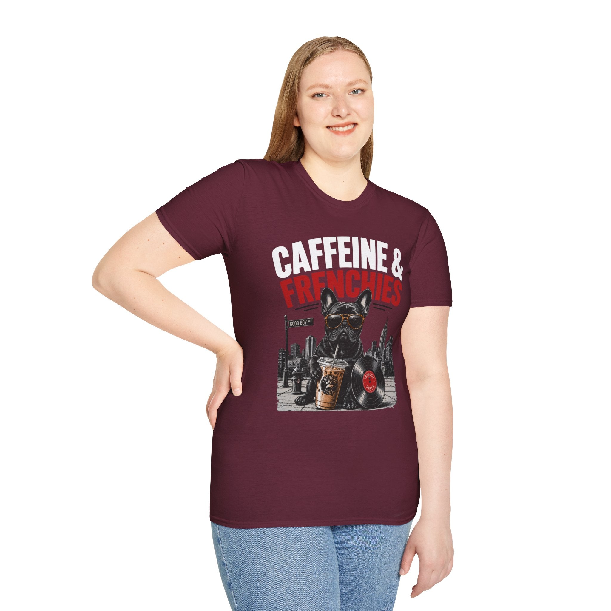 Unisex Softstyle French Bulldog Caffeine Fuel T-Shirt