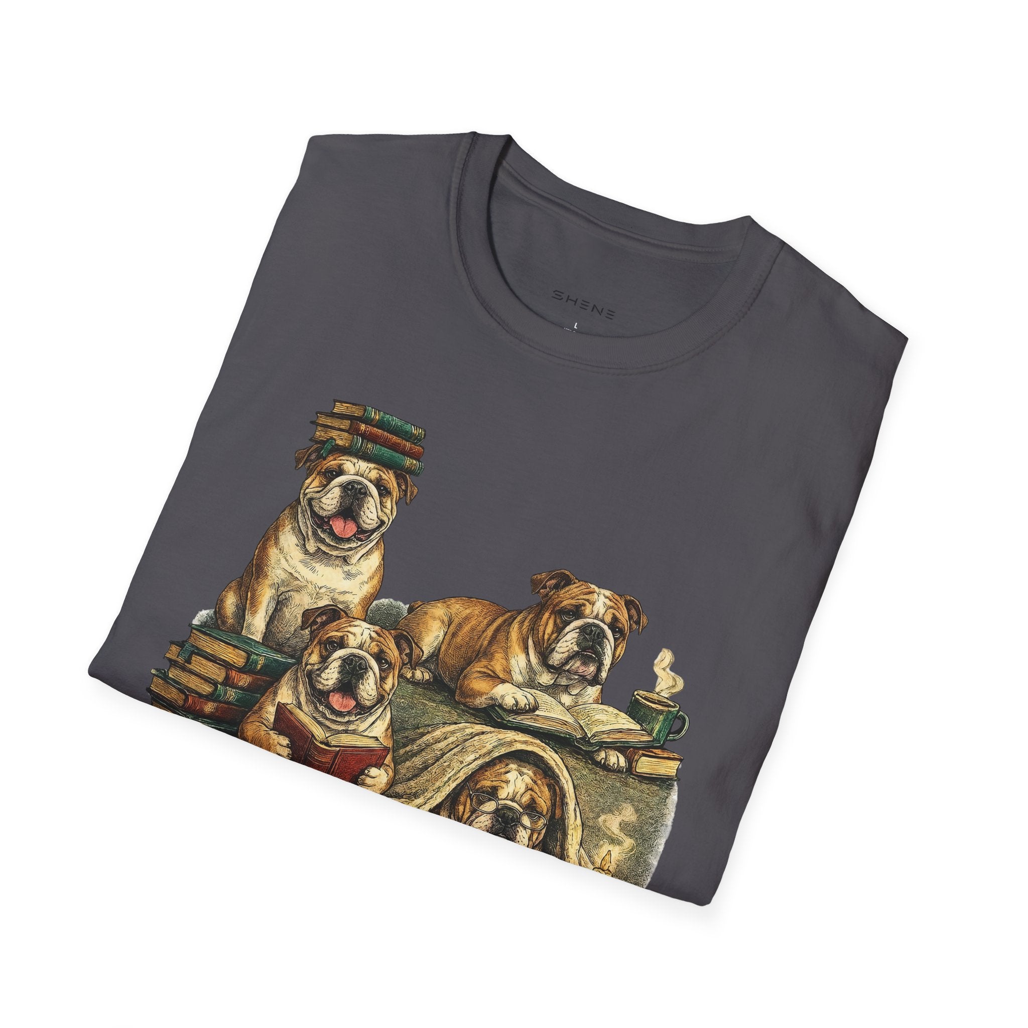 Copy of Copy of Copy of Unisex Softstyle Frenchi Library Four Dog T-Shirt