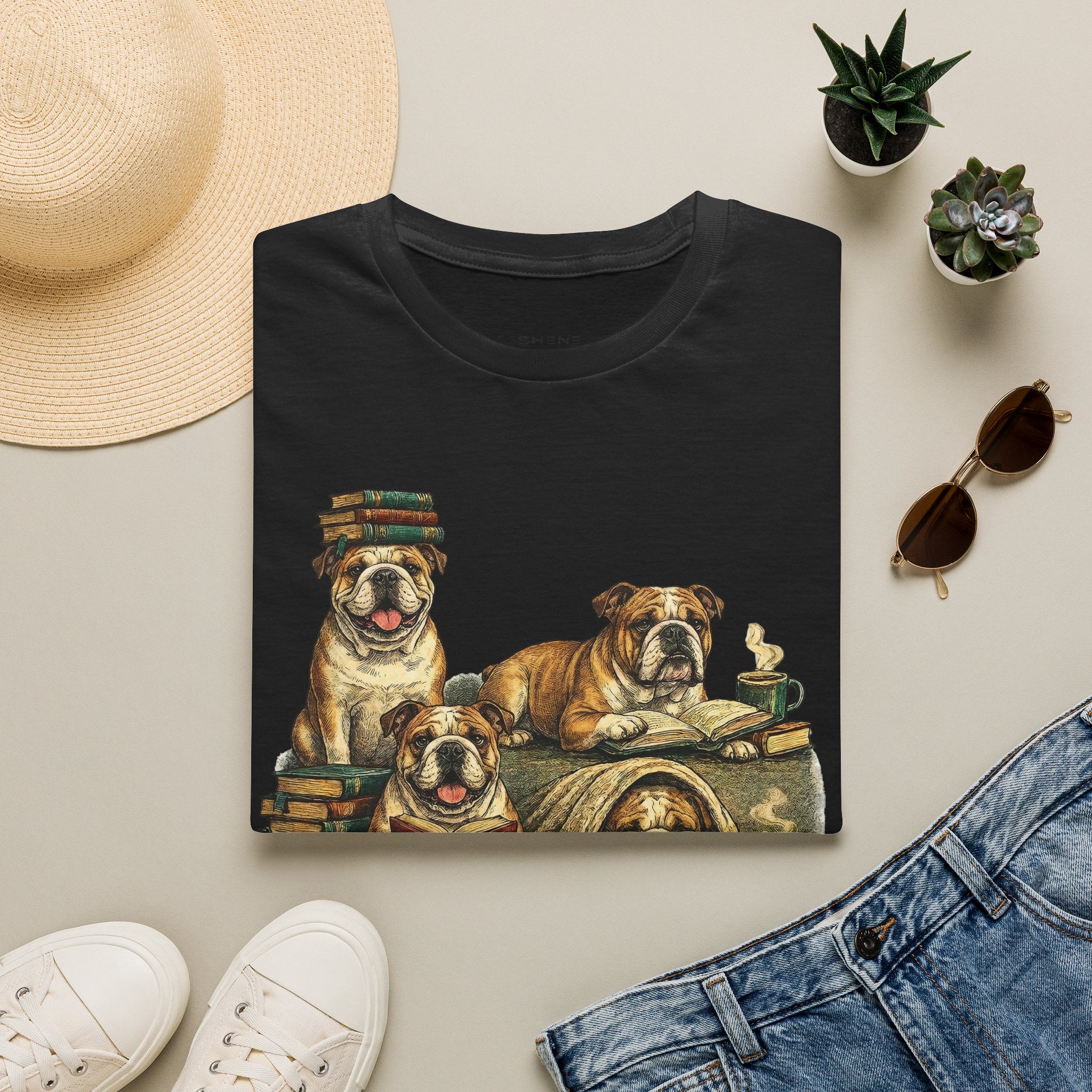 Copy of Copy of Copy of Unisex Softstyle Frenchi Library Four Dog T-Shirt