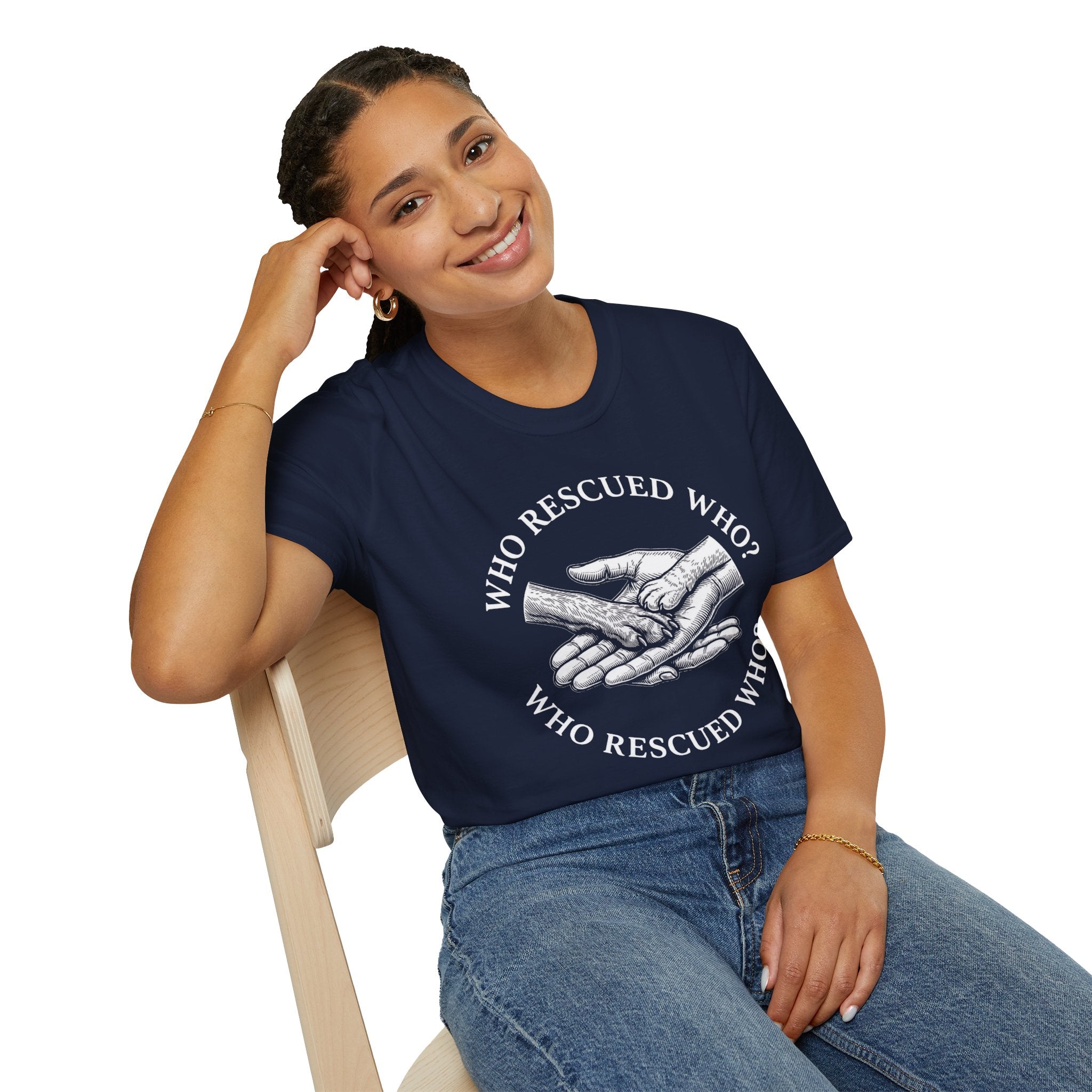 Copy of Copy of Unisex Softstyle Who Rescued Who T-Shirt